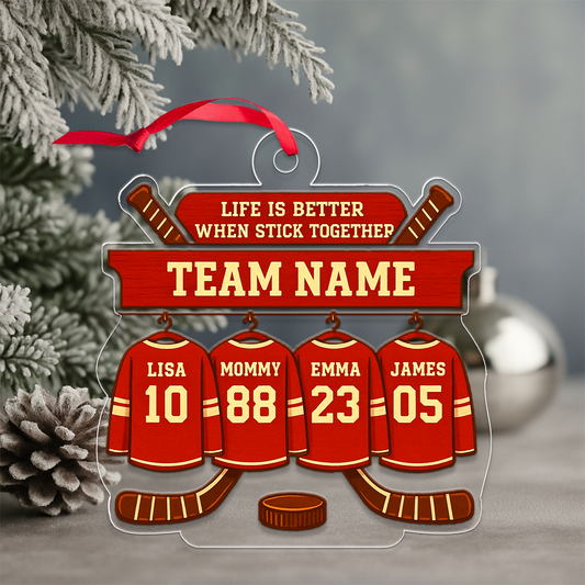 Custom Name Hockey Player Team Acrylic Ornament Christmas Gift