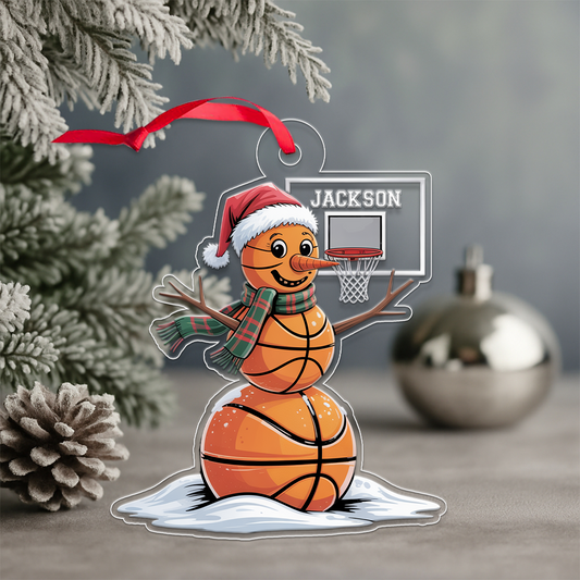 Custom Name Basketball Snowman Xmas Acrylic Ornament Christmas Gift