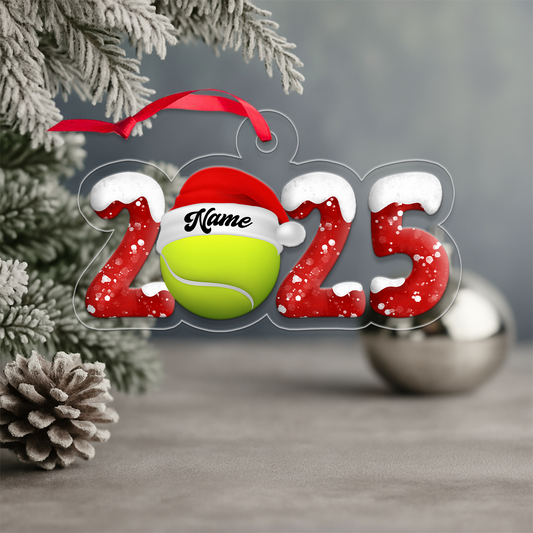 Custom Name Tennis 2025 Lover Acrylic Ornament Christmas Gift