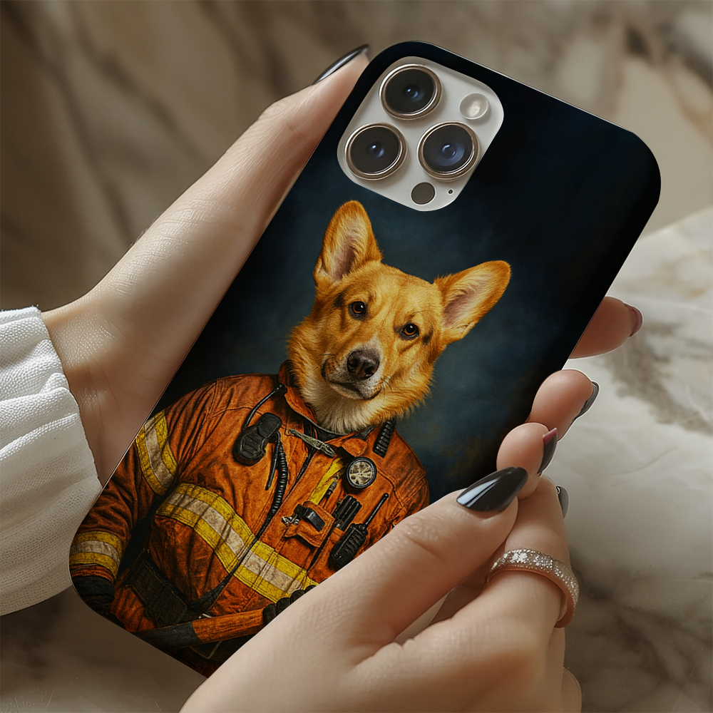 Custom Dog Photo Firefighter Phone Case _ Gift For Dog Lovers