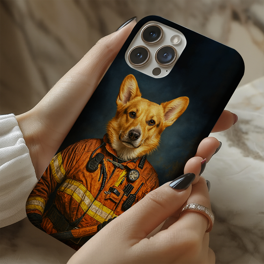Custom Dog Photo Firefighter Phone Case _ Gift For Dog Lovers
