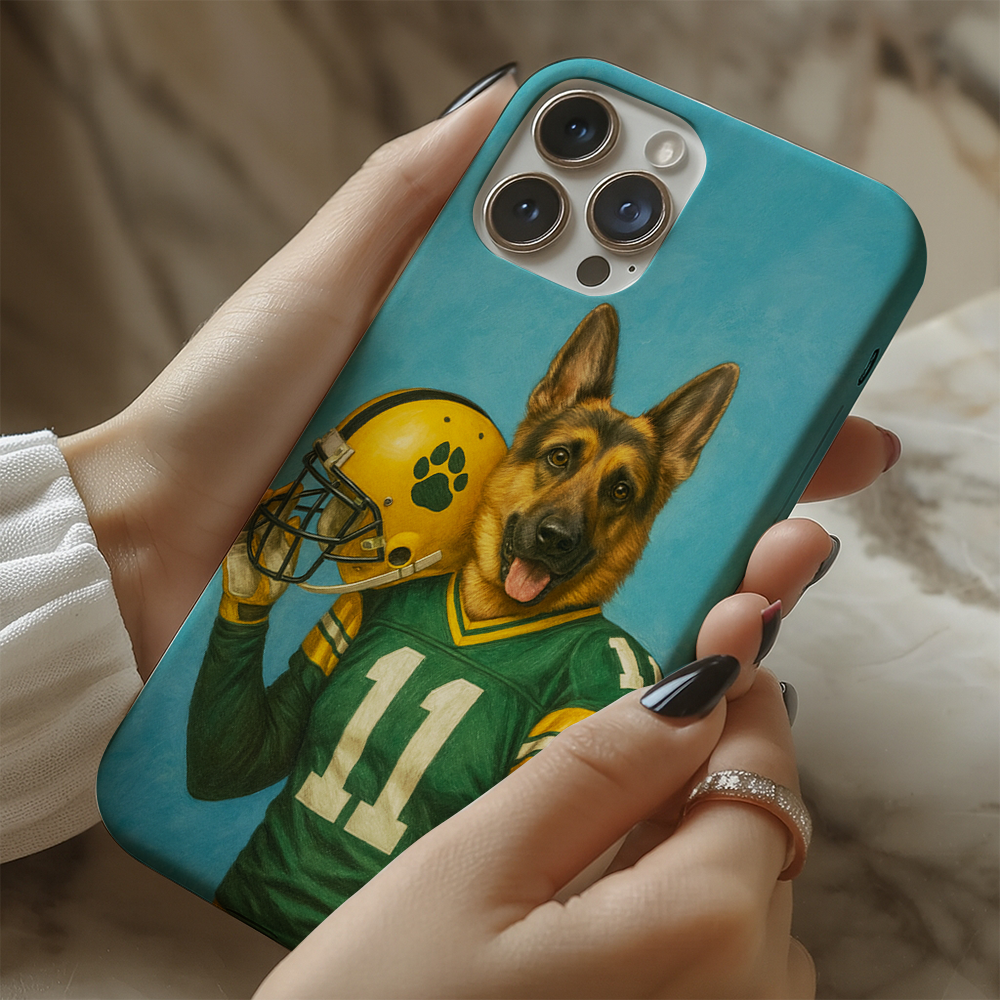 Custom Dog Photo Football Player Phone Case