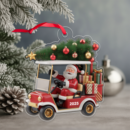 Custom Name Golf Cart For Golf Team Acrylic Ornament Christmas Gift