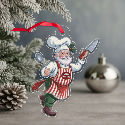 Personalized Santa Chef Acrylic Ornament Christmas Gift