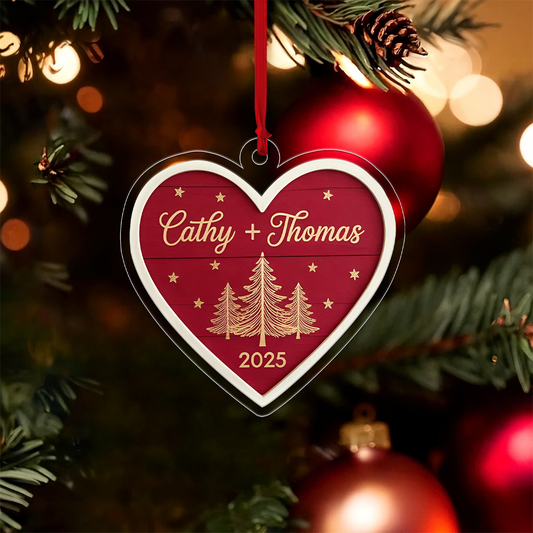 Personalized Our First Christmas Ornament, Custom Couple Ornament for Newlyweds, Engagement Gift, Wedding Anniversary Holiday Keepsake