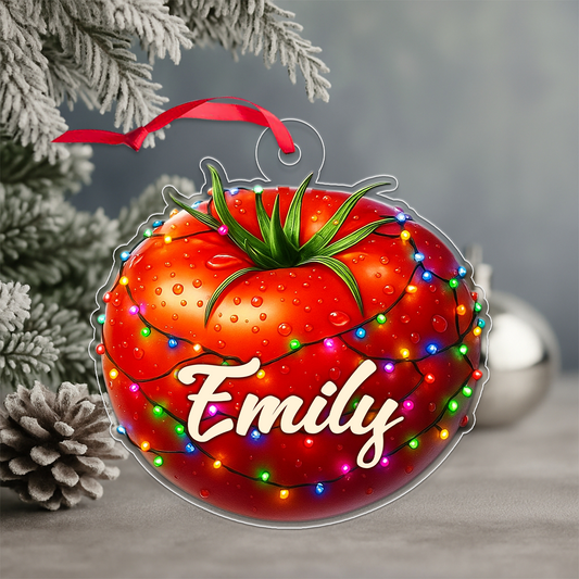 Custom Name Tomato Xmas Acrylic Ornament Christmas Gift