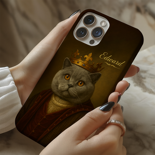Custom Photo Crown King Cat Phone Case Gift For Cat Lovers