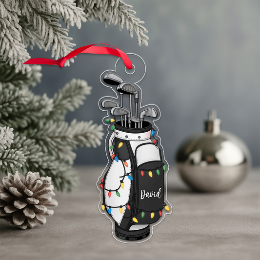 Custom Name Golf Backpacks Christmas Acrylic Ornament Christmas Gift