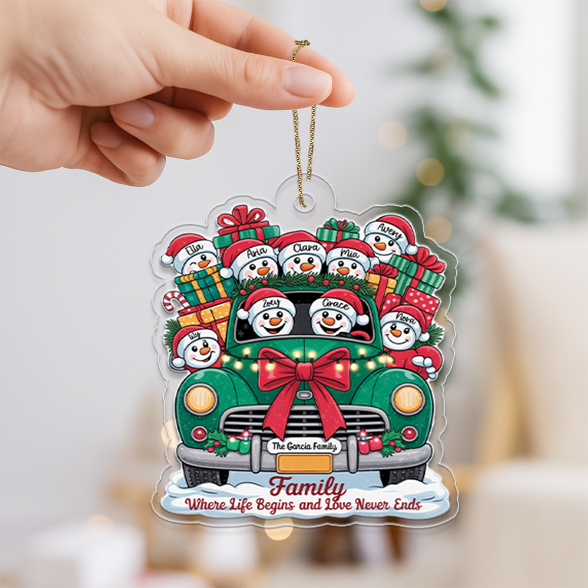 Family Where Life Begins - Personalized Custom Wood Ornament - Gift For Families