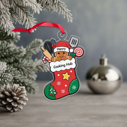 Custom Name Cooking Hub Christmas Stocking Acrylic Ornament Christmas Gift