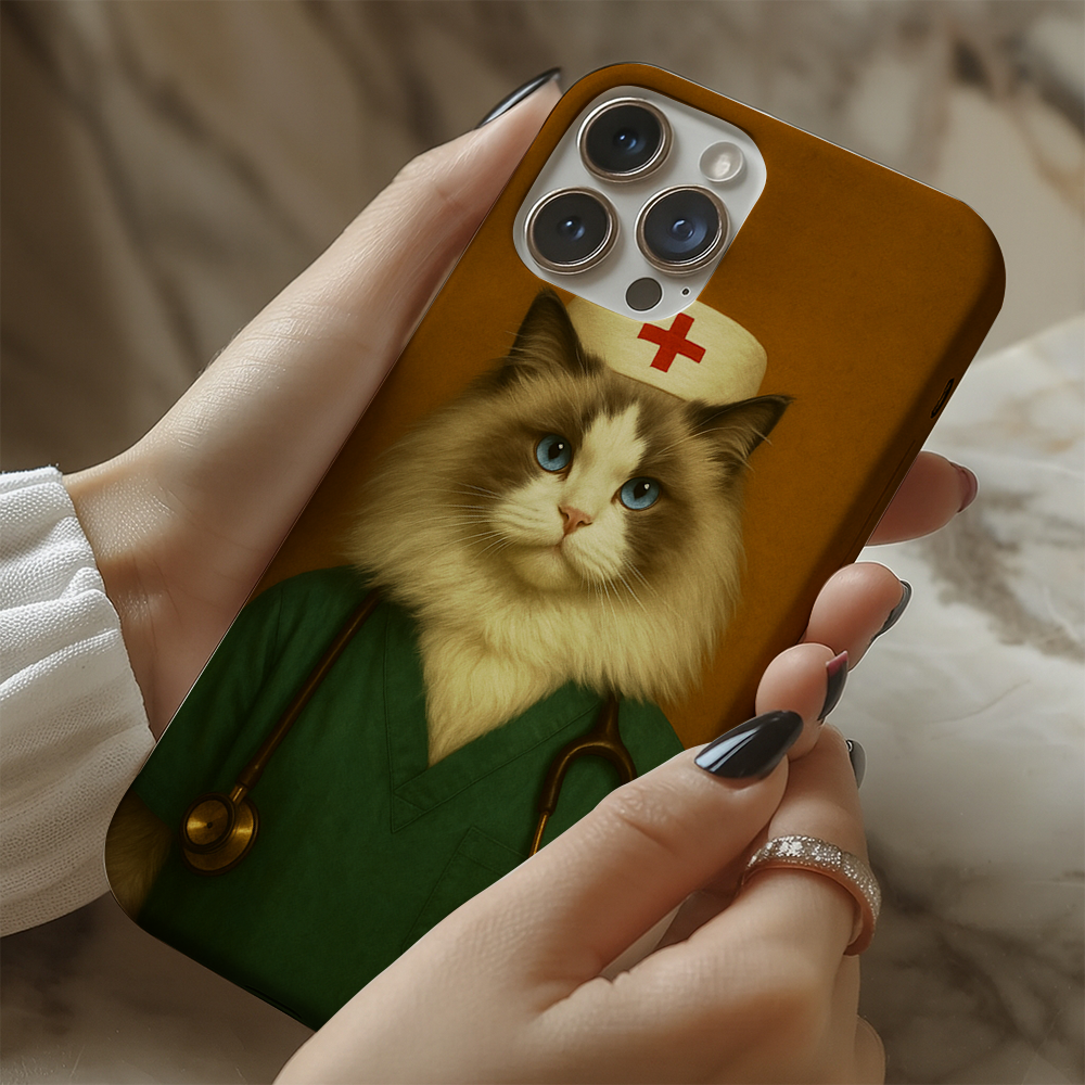 Custom Photo Nurse Cat Phone Case Gift For Cat Lovers