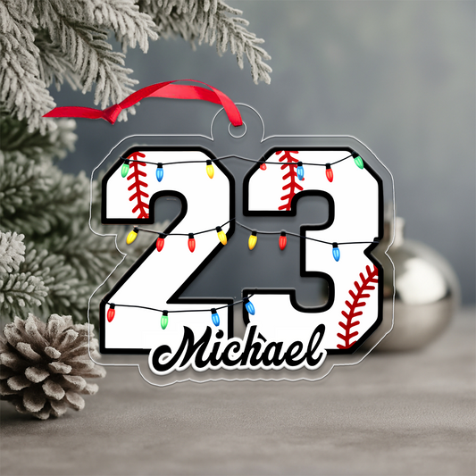 Personalised Christmas Light Baseball Number Acrylic Ornament Christmas Gift