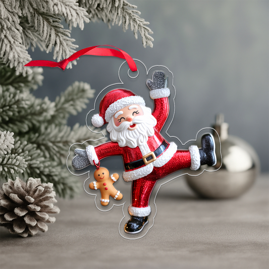 Personalized Santa Claus with Gingerbread Men Acrylic Ornament Christmas Gift