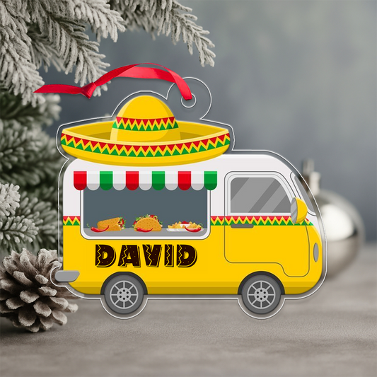Custom Name Tacos Mexican Food Acrylic Ornament Christmas Gift