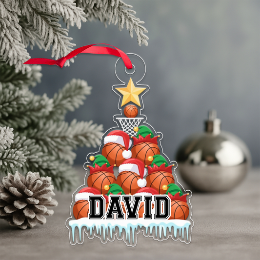Custom Name Basketball Christmas Tree Acrylic Ornament Christmas Gift