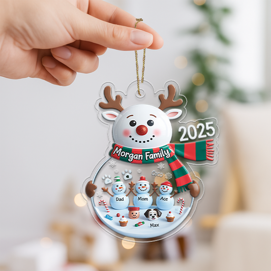Personalized Snowman Family Ornament 2025