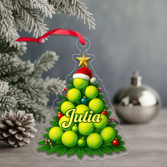 Custom Name Tennis Xmas Tree Acrylic Ornament Christmas Gift