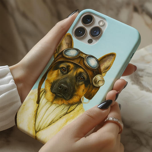 Custom Photo Portrait Pilot Phone Case Gift For Dog Lovers