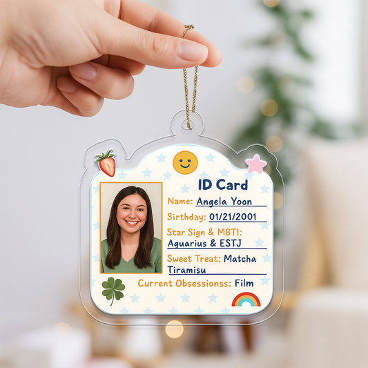 Custom Photo Student Card Ornament, Personalized Cute School ID Christmas Ornament, Funny Student Gift, Teen Ornament, Holiday Decoration