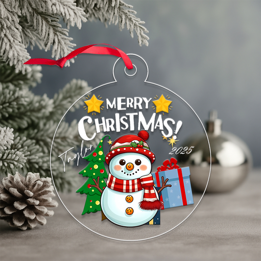 Custom Name Pickleball Snowman Acrylic Ornament Christmas Gift