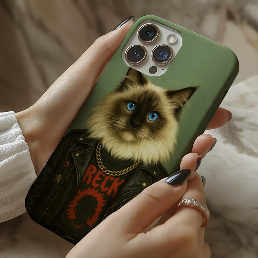 Custom Photo Rock n Roll Cat Phone Case _ Gift For Cat Lovers