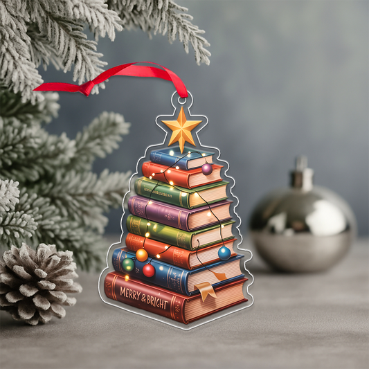 Bookstack Christmas Ornament 1 Acrylic Ornament Christmas Gift