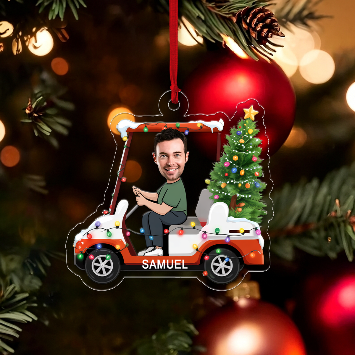 Custom Photo Golf Cart Xmas