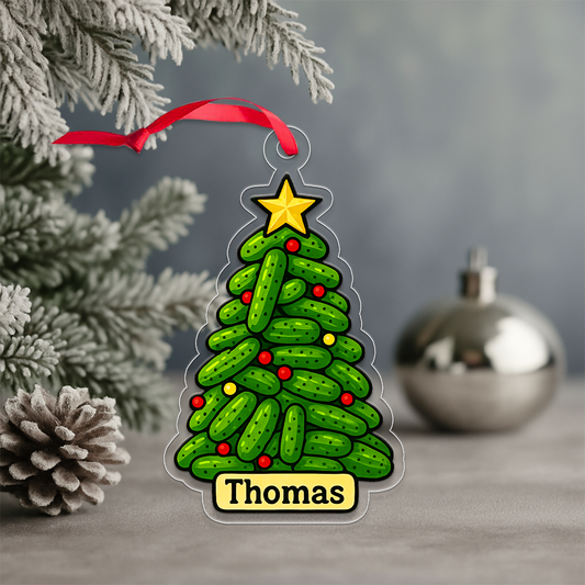 Personalized Pickle Christmas Tree Ornament, Custom Funny Holiday Ornament, Gift for Pickle Lovers, Christmas Decoration, Holiday Keepsake