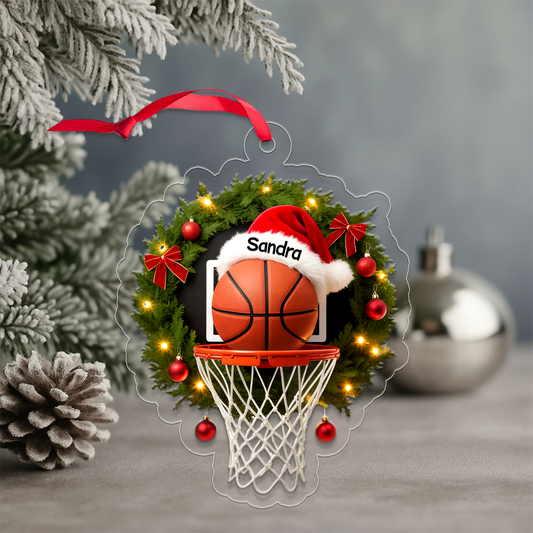 Custom Name Basketball Merry Xmas Acrylic Ornament Christmas Gift
