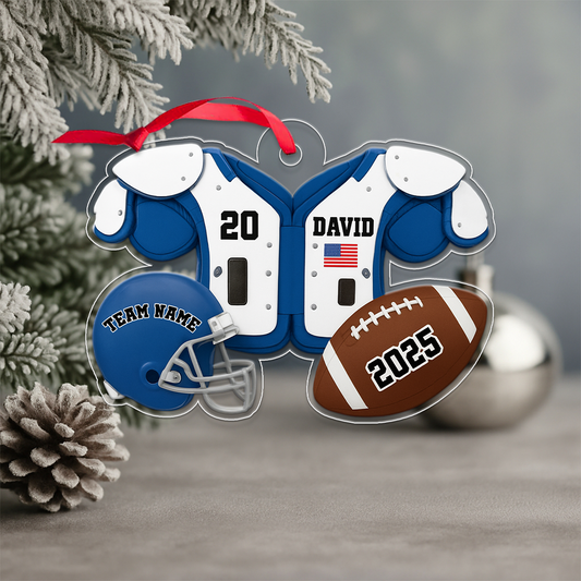 Custom Name Football Uniform 2025 Acrylic Ornament Christmas Gift
