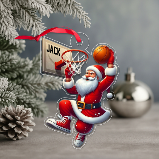 Custom Name BasketBall Player Santa Favorite Acrylic Ornament Christmas Gift