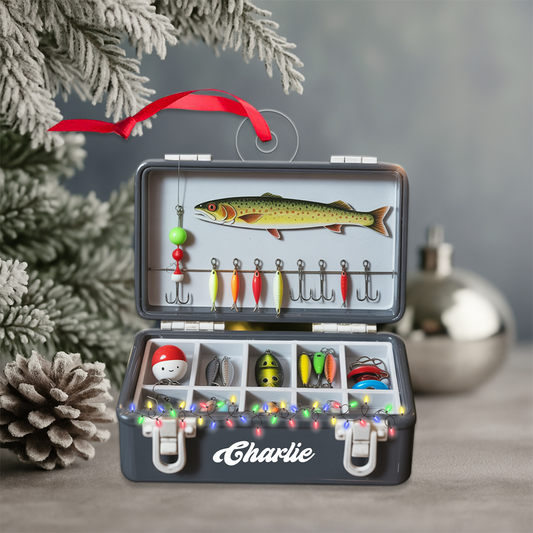 Custom Name Fishing Tackle Box Acrylic Ornament Christmas Gift