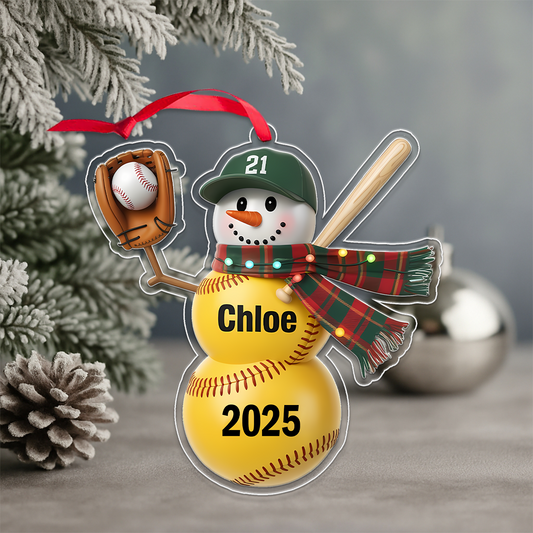 Personalized Softball Acrylic Ornament Christmas Gift