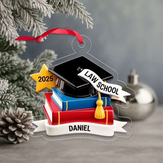 Custom Graduation Cap Ornament with Books, Personalized Graduation Ornament, Graduation Gift, Christmas Keepsake, Holiday Decoration