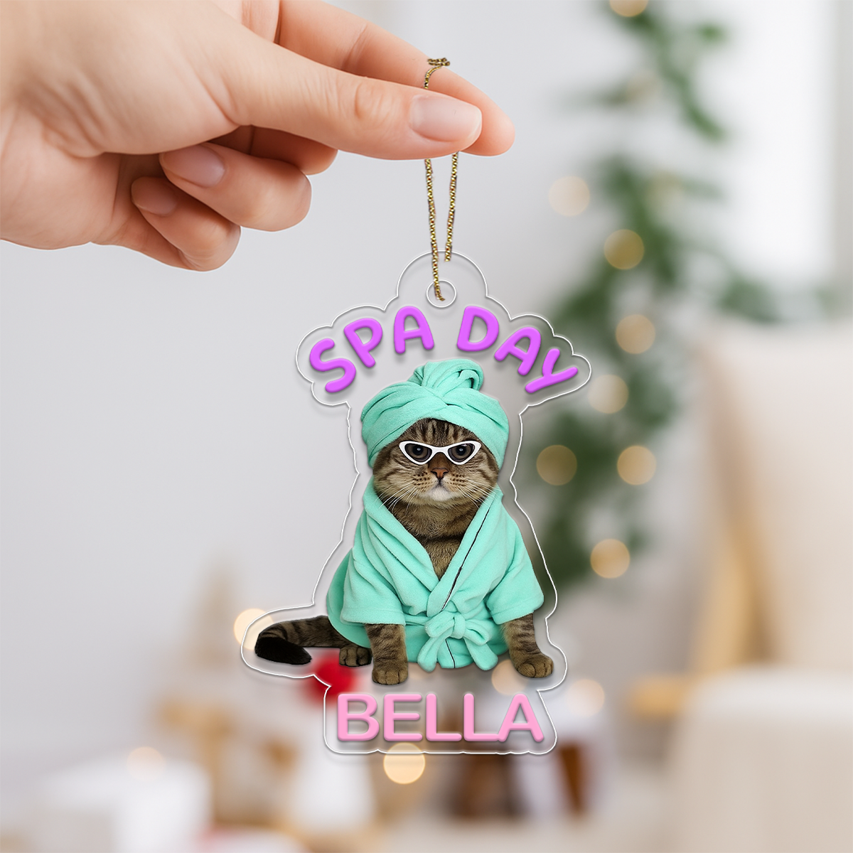 Custom Photo Pet Spa Day Ornament, Personalized Dog Cat Christmas Ornament, Funny Ornament, Pet Lover Gift, Holiday Decoration Keepsake