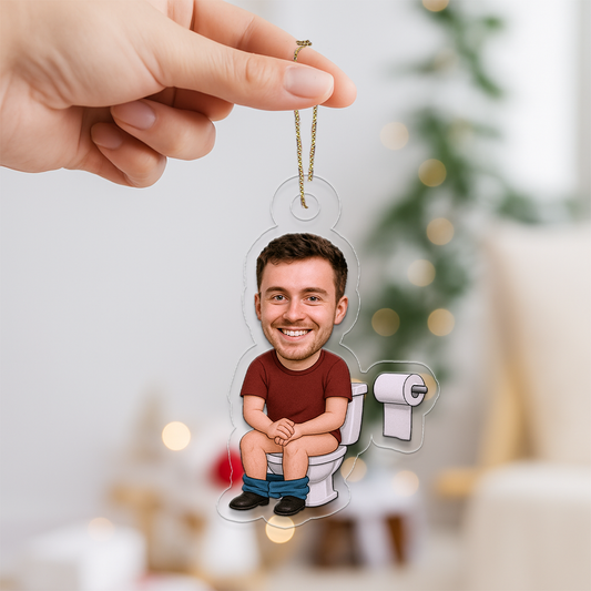 Custom Photo Man in the Toilet Ornament, Personalized Funny Christmas Ornament, Humor Keepsake, Unique Xmas Ornament