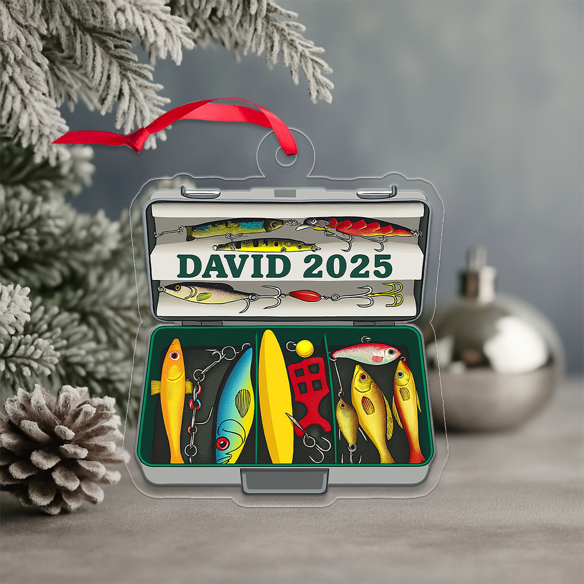 Custom Name Fishing Lover Acrylic Ornament Christmas Gift
