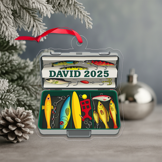 Custom Name Fishing Lover Acrylic Ornament Christmas Gift