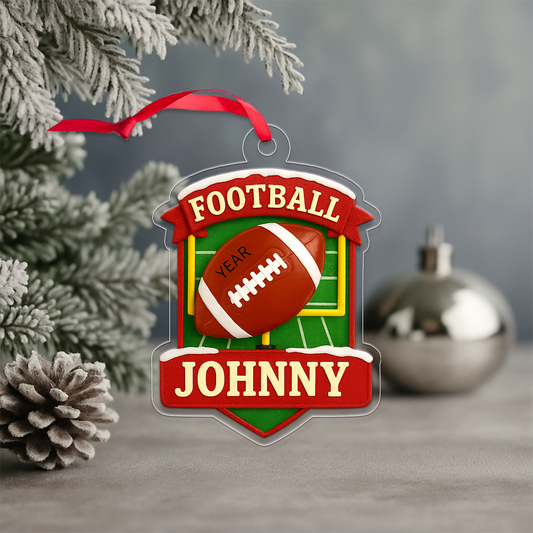 Custom Name Football 2025 Acrylic Ornament Christmas Gift