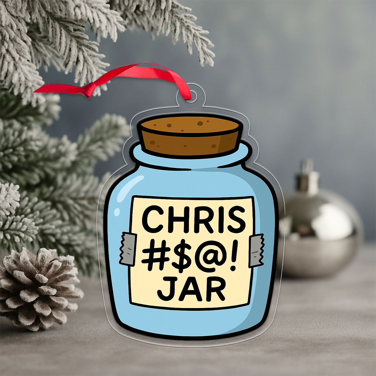 Personalized Funny Swear Jar Acrylic Ornament, Custom Money Jar Christmas Ornament, Adult Humor Gag Gift, Funny Decoration, Holiday Keepsake