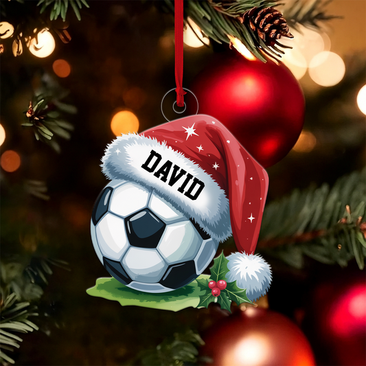 Custom Name Soccer Ball Christmas Acrylic Ornament Christmas Gift