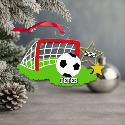 Custom Name Soccer Goal Acrylic Ornament Christmas Gift