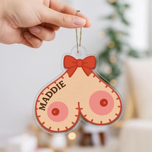 Personalized Jingle Boobs Ornament, Funny Inappropriate Christmas Ornament, Adult Ornament, Gift for Friend Couple, Holiday Joke Decoration