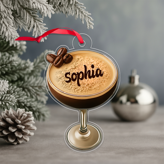 Custom Name Espresso Martini Drink Lover Acrylic Ornament Christmas Gift