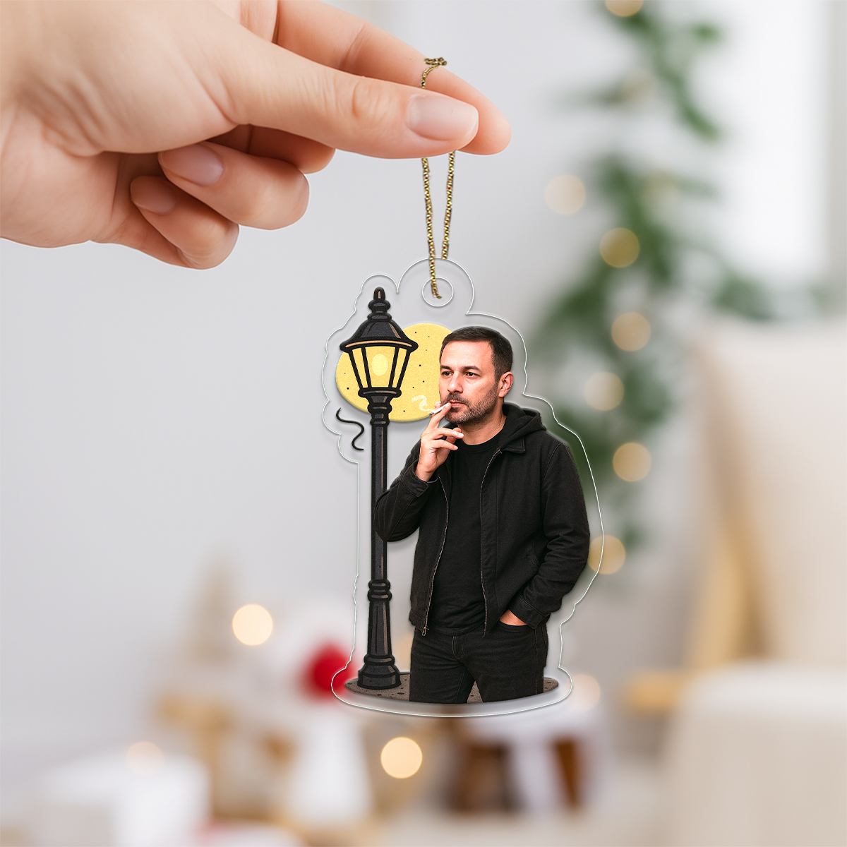 Custom Photo Smoker Ornament, Personalized Funny Christmas Ornament, Adult Humor Gag Gift, Quirky Holiday Decoration, Unique Xmas Keepsake