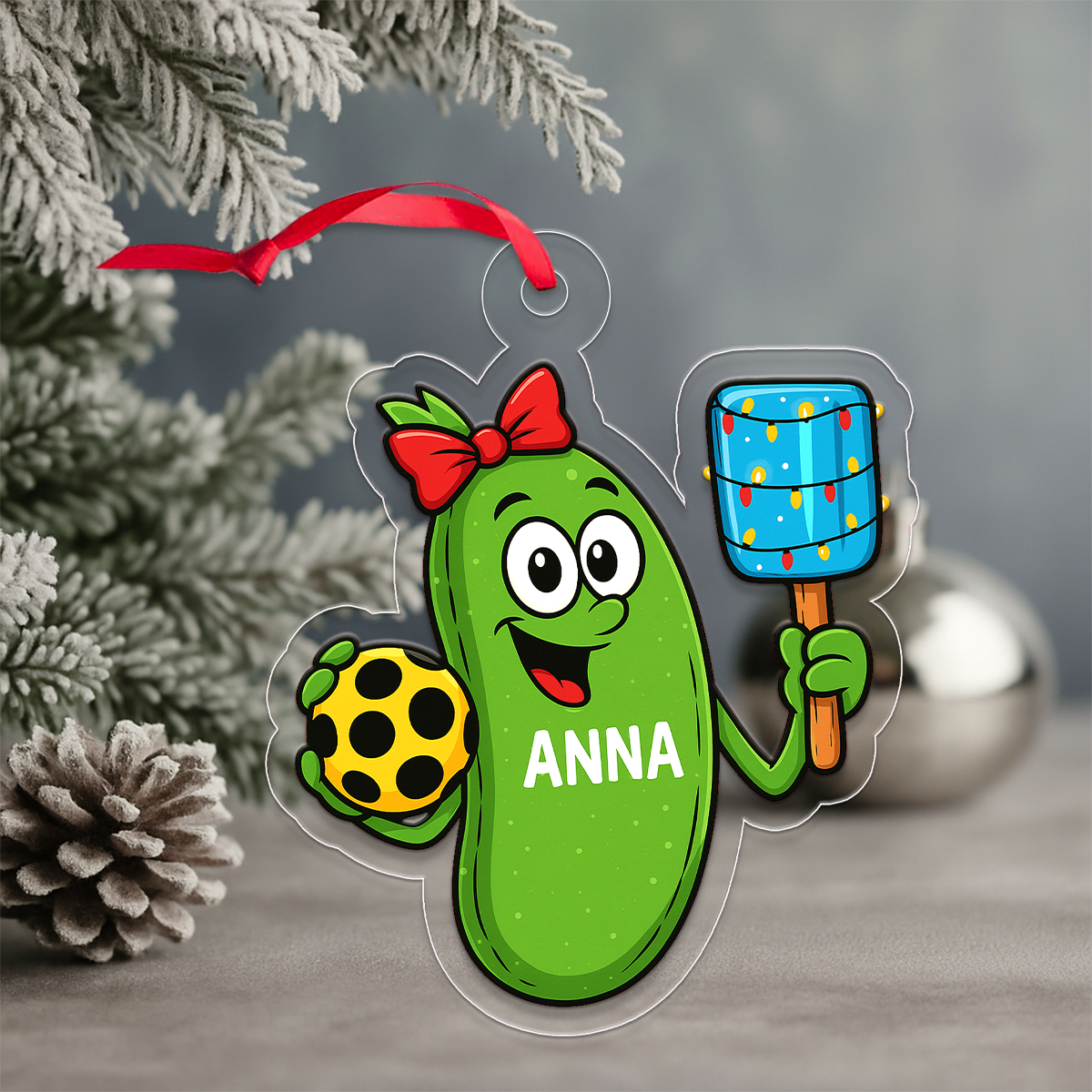 Custom Name Pickleball Girl Acrylic Ornament Christmas Gift