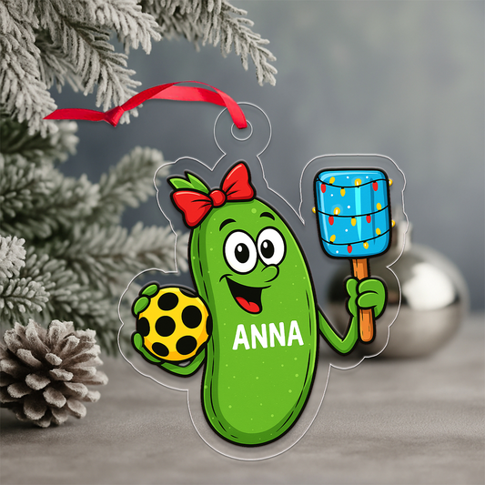Custom Name Pickleball Girl Acrylic Ornament Christmas Gift