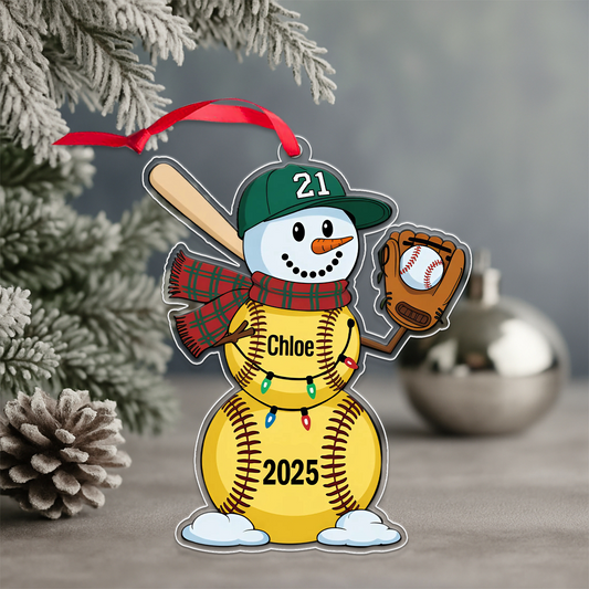 Personalized Softball Ornament Custom Softball Acrylic Ornament Christmas Gift
