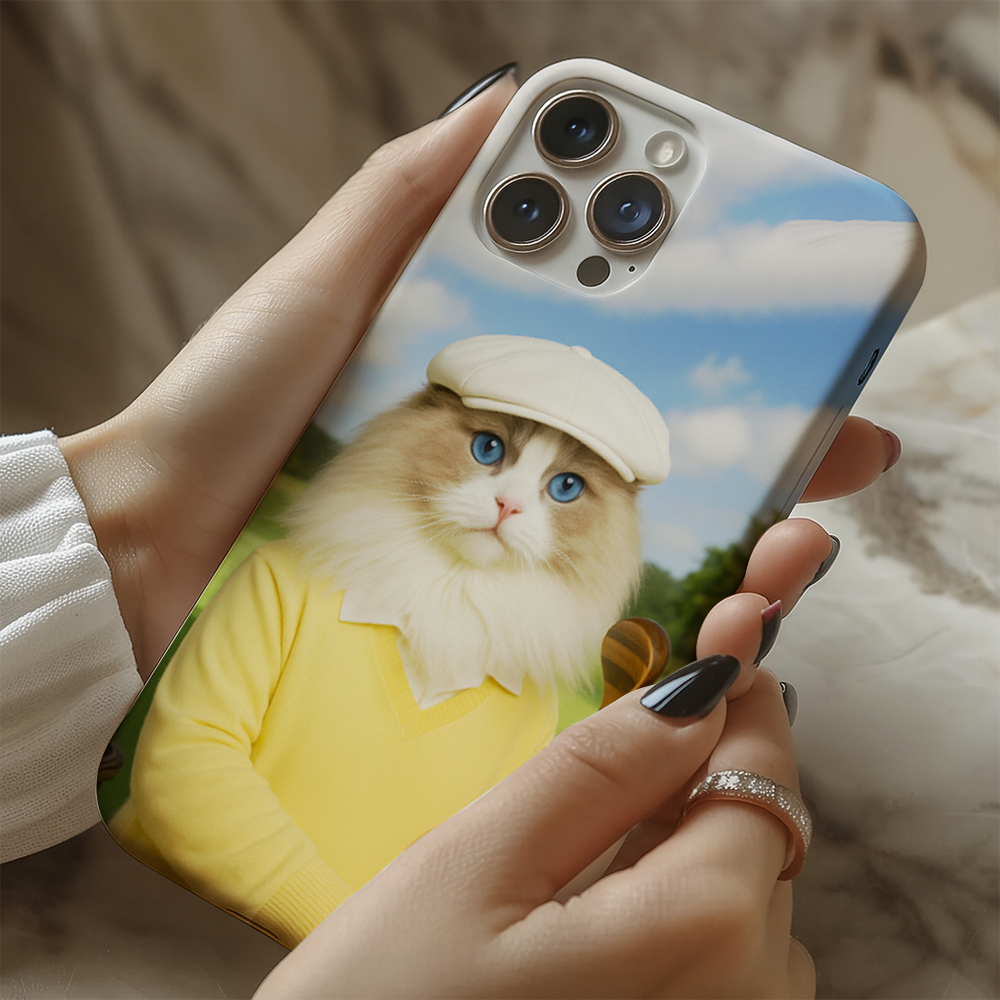 Custom Photo Golfer Cat Phone Case Gift For Cat Lovers