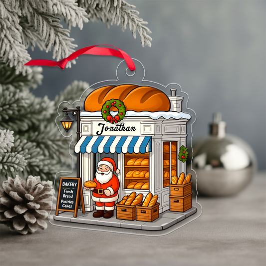Custom Name Bakery Santa Acrylic Ornament Christmas Gift